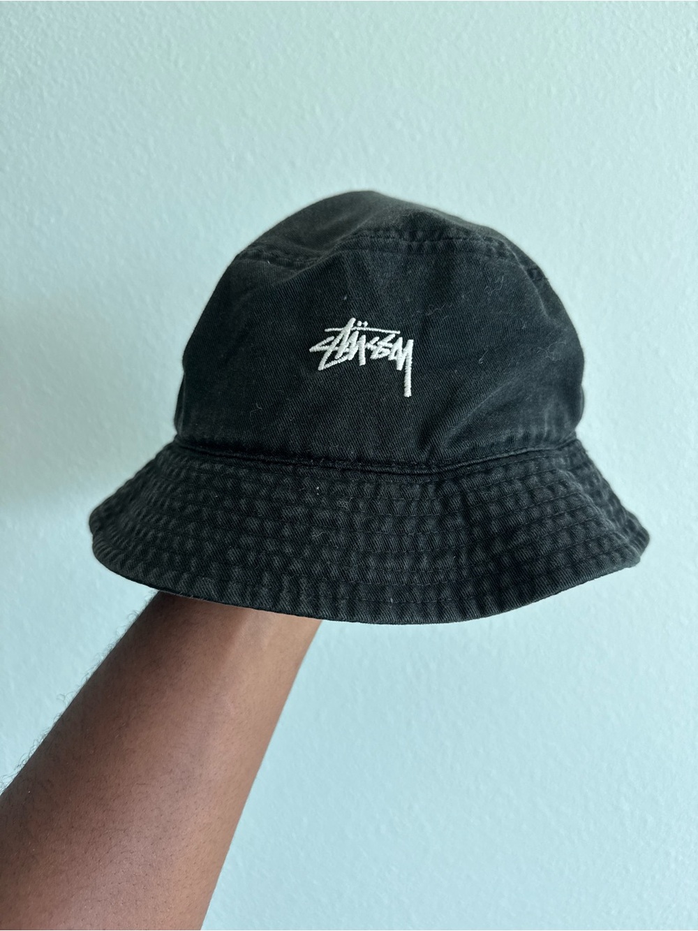 Like new Stussy Black Bucket Hat with White Logo bucket hat for sun protection